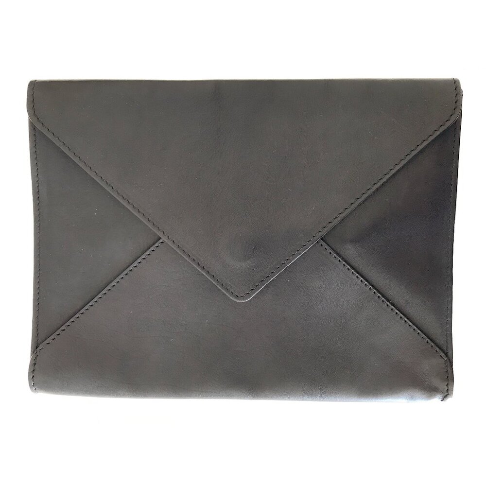 Ann Demeulemeester Black Leather Envelope Clutch Oversized Wallet
